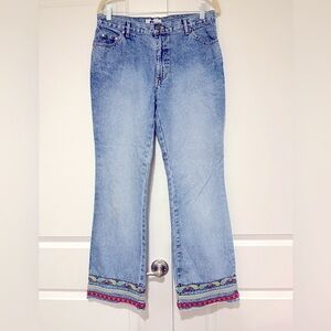 Vintage Early 2000s Arizona Light Denim Embroidered Flare Jeans sz 11
